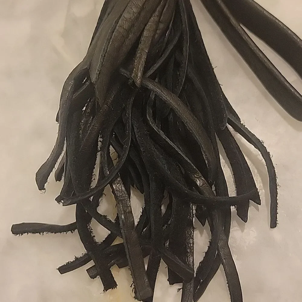NWT B-Low The Belt Leather Gatsby Long Black Fringe Tassel Boho Waist Cinch Wrap